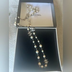 Chanel pearl/ crystal cc necklace